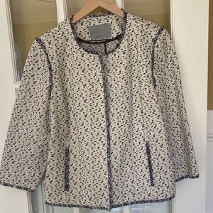 Classiques Entier Monochrome Patterned Blue and White Blazer